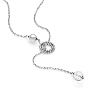 Silver necklace with crystals
